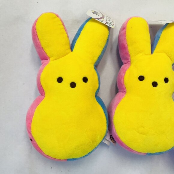 Peep Bunny Plush Stuffed Animal Peeps Rainbow 9 in- Pink Purple Blue (3 Pack) - Picture 2 of 8
